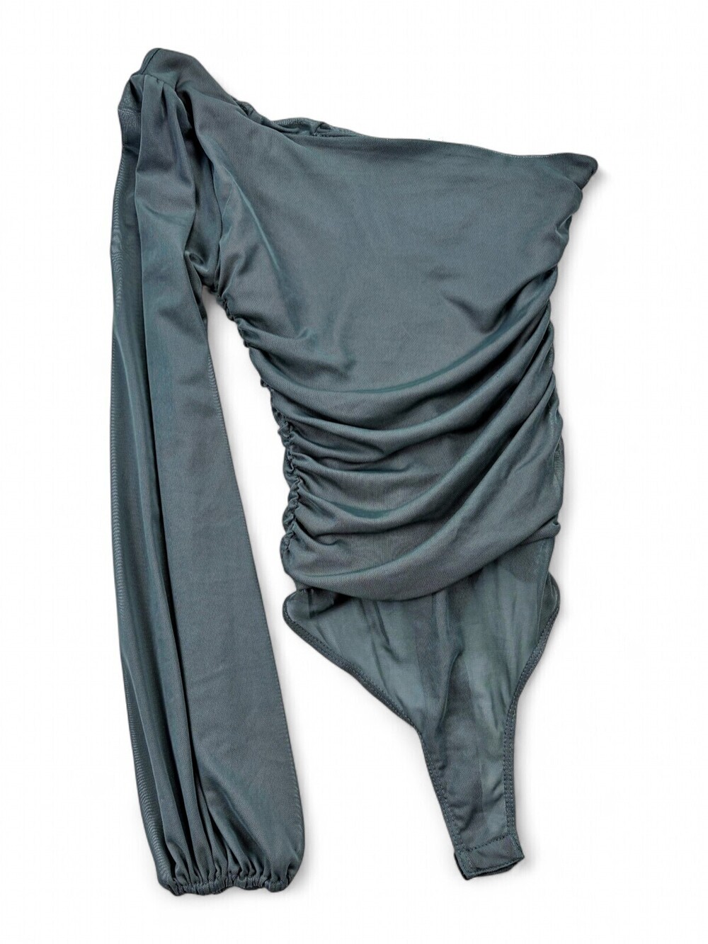 Le Lis Collection One-Shoulder Ruched Bodysuit XS Sage